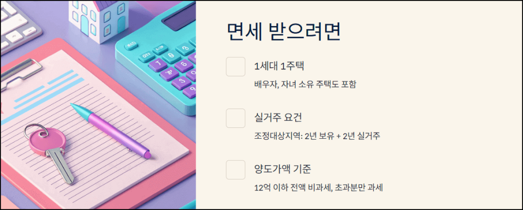 아파트 양도소득세 면세 받으려면