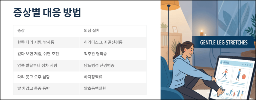 다리 저림 증상별 대응 방법
