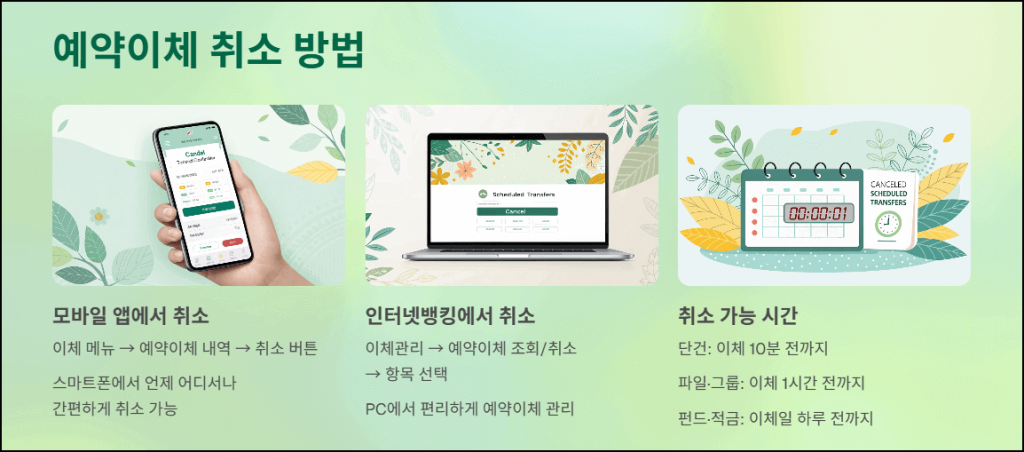 예약이체 취소 방법