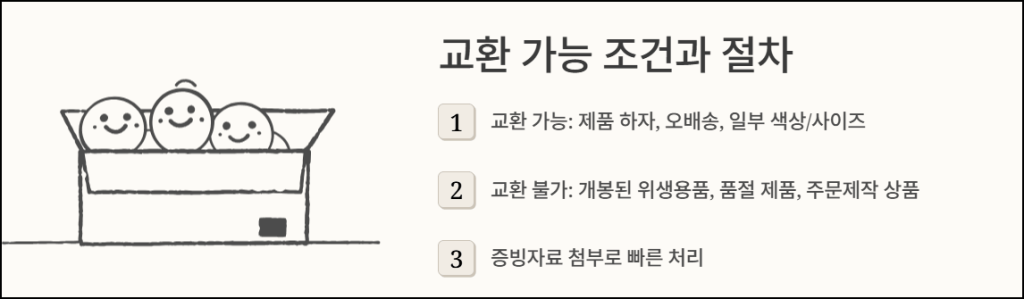 교환 가능 조건과 절차