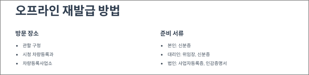오프라인 재발급 방법