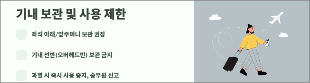 기내 보관 및 사용 제한