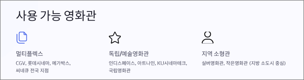 사용 가능 영화관