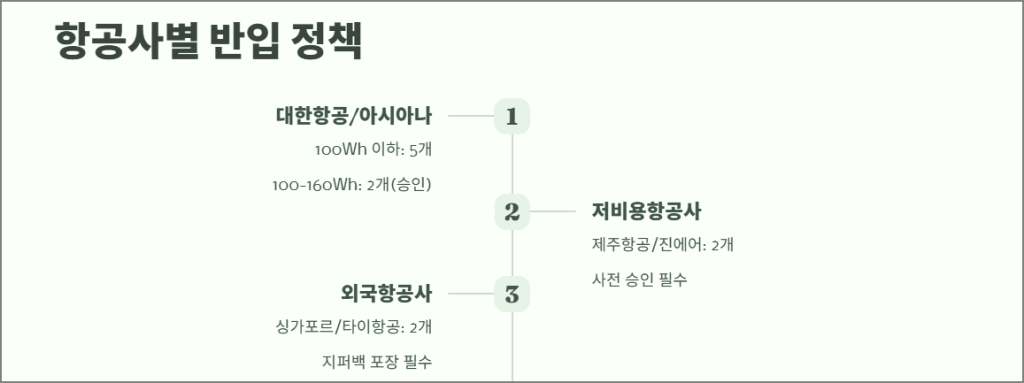 항공사별 반입정책