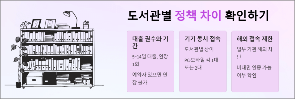 도서관별 정책과 주의사항