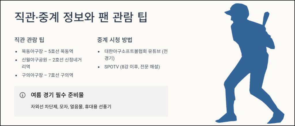 직관·중계 정보와 팬 관람 팁
