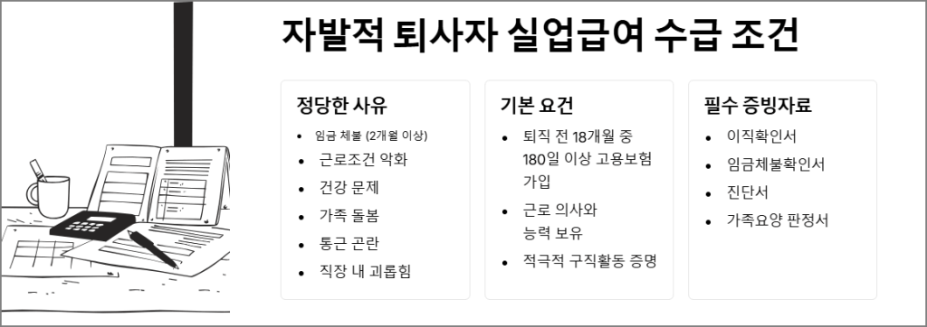 자발적 퇴사자의 실업급여 수급 조건