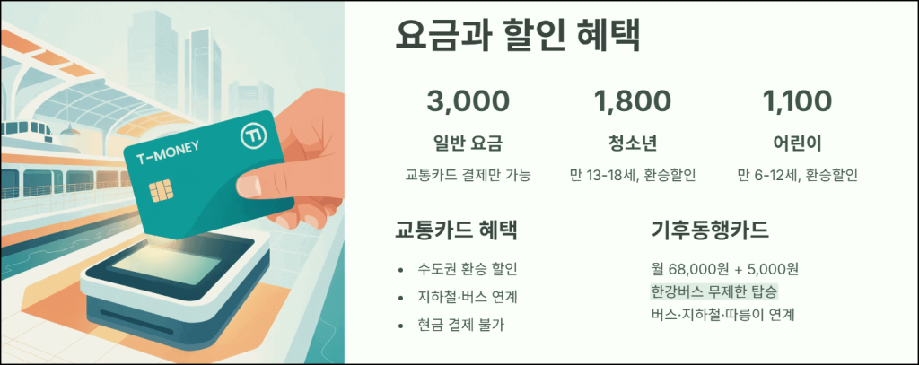 한강버스 요금과 할인 혜택