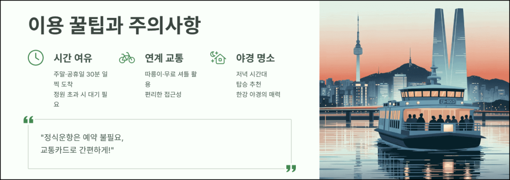 한강버스 활용 꿀팁과 주의사항