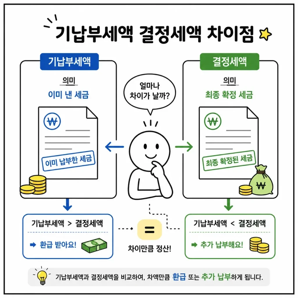 기납부세액 결정세액 차이점