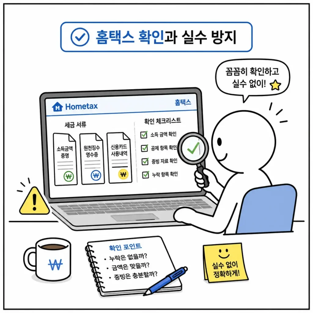 홈택 스확인과 실수 방지