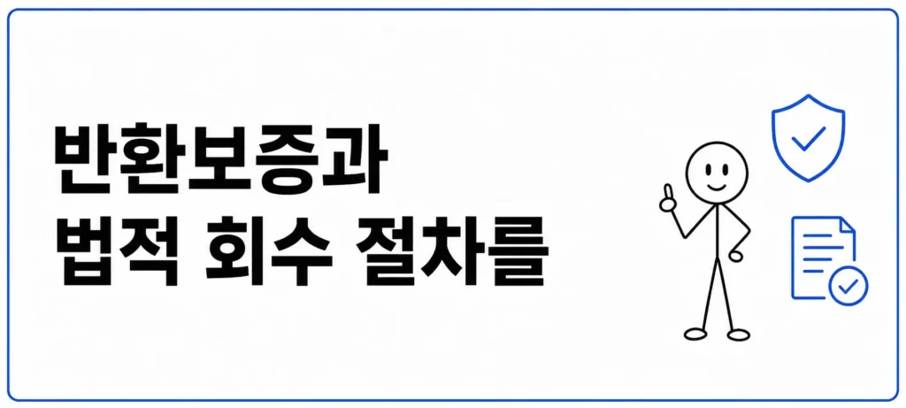 반환보증과 법적 회수 절차를 확인합니다